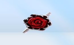 925 Sterling Silver Ring Red Rose Vintage Ring Platinum Color For Women Fine Jewelry Statement Rings Minimalism Style VICHOK9855161548664