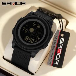 Wristwatches Sanda 2153 Back Light Display Countdown Digital Sport Watches Mens 5bar Waterproof Stopwatch Electronic Wristwatch Montre Homme