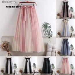 Skirts 7 Colours Spring Summer Tulle Skirts Fashion Contrast Sweet All-match Patchwork Mesh Tutu Skirts For Women Falda jer Moda RS031L231212