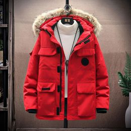 Men s Jackets Winter White Duck Down Jacket Men Puffer Fur Collar Thick Parkas Cargo Coat Male Waistcoat Pocket 2023 Clothing 231212