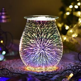 Fragrance Lamps 3D Glass Aroma Electric Wax Melt Scent Lamp Night Light Diffuser Fres 231212