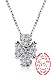 Chains Real 925 Sterling Silver Jewellery Love Clover Necklaces amp Pendants Rhinestones Fashion Choker Maxi Necklace Women Collar5225818