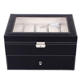 20 Grids PU Leather Watch Box Case Professional Holder Organiser for Clock Watches Jewellery Storage Boxes Case Display1887