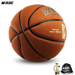 Balls WADE Yellow 7# Suede Basketball for Adult Indoor Basketball Original Standard Weight With Pump 231212