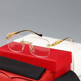 brand sunglasses for mens unisex buffalo shorn glasses women designer rimless eyeglasses leopard silver gold metal frame Eyewear o174i