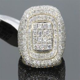 selling beautiful new 18K Gold luxurious full Diamond Men's ring European and American women's ring325e