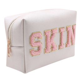 Cosmetic Bags Cases Stock Whole Multi Colours Waterproof Nylon Pouch Cosmetic Bag Women Letters Patch DIY Makeup Bag Teens larg240l