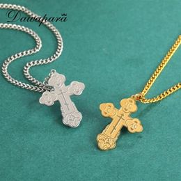 Pendant Necklaces Dawapara Eastern Orthodox Serbian Cross Necklace Stainless Steel Jewelry Talisman Charm Quantum Pendants224i