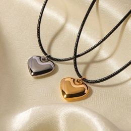 Pendant Necklaces 10pcs 40 5cm Classic Minimalist Mirror Polished Stainless Steel Peach Heart Necklace For Women Party Gift
