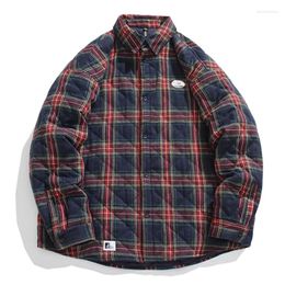 Men's Casual Shirts Flannel Plaid Winter Warm Padded Lined Coats Heavyweight Long Sleeve Shirt Checkered Fleece Jacket Button Down