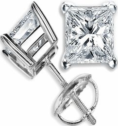 258Ct Princess Cut Solitaire VVS1D Lad Diamond Earrings 14K Solid White Gold Plated Studs5961177