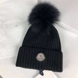 Designer Winter Knitted Beanie Woolen Hat Women Chunky Knit Thick Warm faux fur pom Beanies Hats Female Bonnet Beanie Caps 9 color283Z