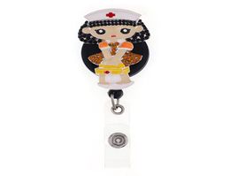 Custom Fashion Key Rings Rhinestone Retractable ID Holder For Nurse Name Accessories Badge Reel With Alligator Clip1178548