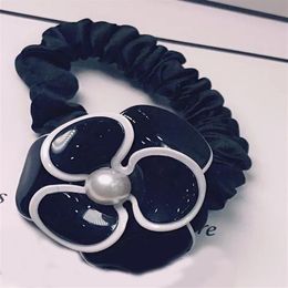 5X4 5CM Fashion black and white acrylic flower head rope rubber bands hair ring hairpin for ladies Favourite headdress Jewellery Acce238U