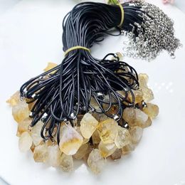 Pendant Necklaces 15pcs Raw Ore Citrine Rough Stone Irregular Yellow Crystal Mine Quartz Jewellery For Women Men