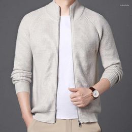 Men's Sweaters Cashmere Blend Stand Collar Thickened Cardigan Autumn Winter Male Sweater Casual Knitted Large Size Tops