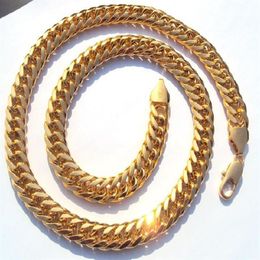 Heavy MENS 24K REAL SOLID GOLD FINISH THICK MIAMI CUBAN LINK NECKLACE CHAIN Jewellery 3 CONSECUTIVE YEARS S CHAMPI235p