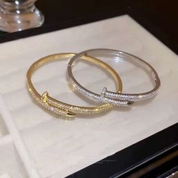 nail bracelet bangle Fashionable 18k diamond studded nail bracelet for women not fading light luxury niche versatile opening design bracelet