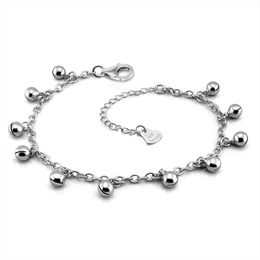 Anklets Delicate Women Sterling Sier Ankle Bracelets for Girls Cute Bell Chain Beach Bracelet Boho Adjustable Size Anklet 231211