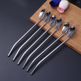 Spoons 6Pcs Drinking Spoon Reusable Stainless Steel Oval Shape Set For Coffee Cocktail