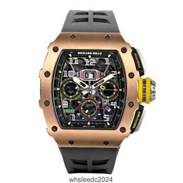 RichardMiler Watches Atomatic Chronograph Luxury Wristwatches RichardMiler RM011 11-03 Rose Gold Titanium Chronograph Skeleton Arabic Dial 50 mm HBA2