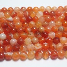 Loose Gemstones Meihan Wholesale Natural 8mm Pink Carnelian Round Beads DIY Semi-precious Stone