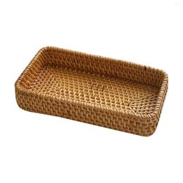 Decorative Figurines Bathroom Bedroom Rattan Restaurant Serving Toilet Tank Towel Long Narrow Storage Basket Display Vanity Trays Exquisite