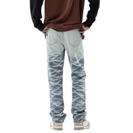 Men's Jeans designer luxury New Autumn/Winter Street Fashion Brand Gradient Straight Tube Loose men's jeans American High Printed