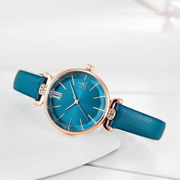 shengke Quartz Wristwatches Relogio Feminino Ladies Leather Watch Quartz Classic Casual Analog Watches Women Simple Watch Gift294F