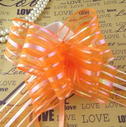 High Quality50pcslot 5cm Large Size Orange Colour Organza Pull Bows For Wedding Car Decor Wedding Organza Pull Flower Ribbons Gi7303203