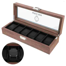 Watch Boxes Jewelery Organizer Storage Display Wood Case Jewelry Black Walnut Container Box Aluminum