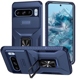 Kickstand Designer Armor Shockproof Cell Phone Cases For Google Pxiel 7 7A 8 8A Pro Magnetic Sliding Camera Cover Phone Case Shell