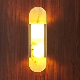 Marble LED Wall lamp 90-260V Living room Corridor Wall Sconce el Room Bathroom Wall lights Golden Metal Atmosphere Lighting221h