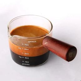 Coffeware Sets 75ml Espresso S Glass Double Spouts Glass Heat-Resistant Handle Clear Scale Measuring Cup Wine Milk Coffee Measure Jug Tools 231212