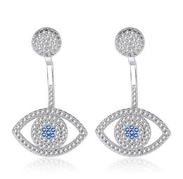 Blue Evil Eyes Stud Earrings for Women Girls Fashion Design Crystal Rhinestone Statement Drop Dangles Iced Out Brass Rose Gold Sil2908781