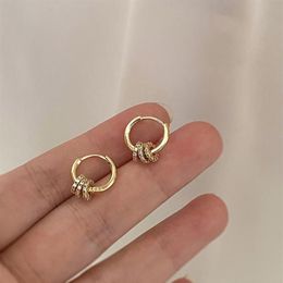 Korean Geometric Small Hoop Earring For Women Shiny Cubic Zircon Metal Ring Clasp Simple Earrings Fashion Jewelry & Huggie202r