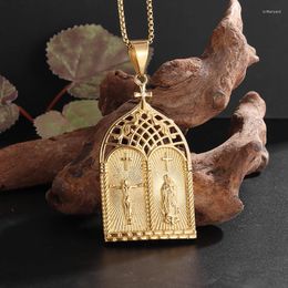 Pendant Necklaces Catholic Virgin Mary Portrait Cross Necklace For Men And Women Christian Prayer Amulets Jewellery Accessories