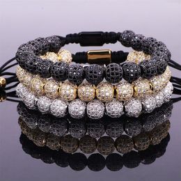 Luxury Men Jewellery Bracelet CZ Micro Pave Ball Beads Woven Custom For Women Gift Valentine's Day Holiday Christmas238r