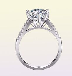 YHAMNI Pure Solid 925 Silver Rings Set Big 2 ct Diamond Engagement Ring Real Silver Wedding Rings for Women XJR0396604005