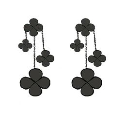 Women Gilrs Dangle Chandelier Earrings Clover Fourleaf 4 Flowers MotherofPearl Designer Jewellery Sterling Silver High Quality7033004