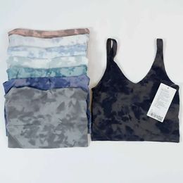 Tie Dyed Printed Yoga Align Tank Top with Padded Bra Sports U-shaped Beauty Back Shirt Tight Gym fashion Fiess Women's Vest Underwear 688ss