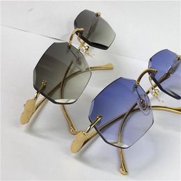 selling vintage sunglasses irregular rimless 5634295 diamond cut glasses retro animal temples fashion avant-garde design uv400 lig254W