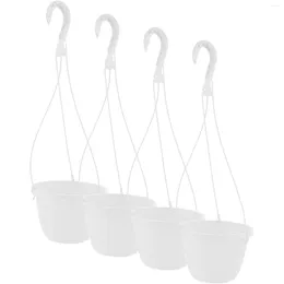 Vases Plastic Hanging Planter 4Pcs Flower Plant Pots Hook Basket Chain Holder Outdoor