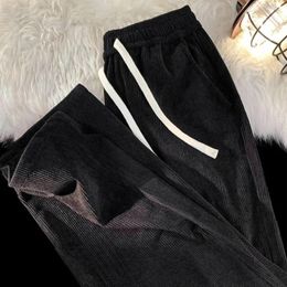 Men's Pants Fashionable Corduroy Baggy Trousers Loose Straight Sweatpants For Casual And Athleisure Drawstring Waist