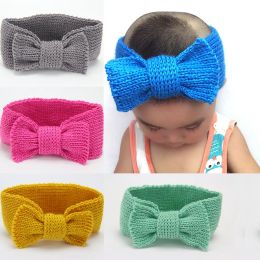 Winter Warm Baby Turban Knitted wool Headbands Fashion Crochet Big Bow Headwear Girls Hair Accessories Newborn infant Headwrap BJ