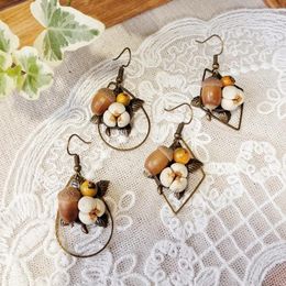 Dangle Earrings Vintage Creative Natural Acorn White Bean Charms For Women Girls 80s Cute Handmade Geometric Water Drop Earring Jewellery