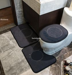 JH INS Toilet Seat Covers Tide Pattern Toilet Mats Home Hotel Non Slip Bathroom Mat 3 Pcs Carpet Rugs Set