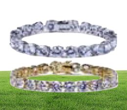 18K Gold Plated Hip Hop cz Zircon Tennis Chain Bracelet 8 10mm Single Row Iced Out Diamond for Men Women Cuban Chains Rapper Jew1061525