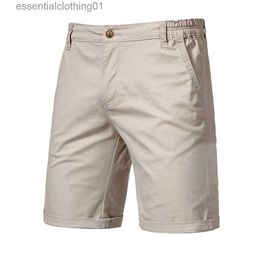 Men's Shorts 2021 New Summer 100% Cotton Solid Shorts Men High Quality Casual Business Social Elastic Waist Men Shorts 10 Colours Beach Shorts L231212