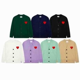 AMIs Cardigan AmiSweater Paris Fashion Mens Designer Knitted Embroidered Red Heart Casual Loose Clothes Tops Men Women Luxury Jumper Sweat Pull Pullover